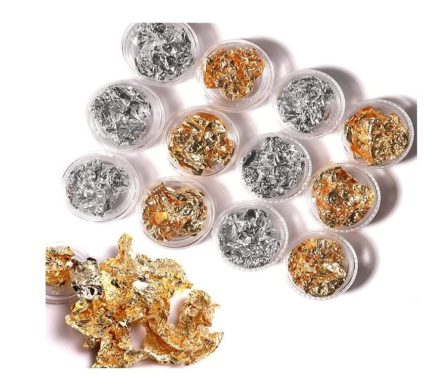 Nail Foils | Flakes For Nail Art Golden & Silver Flakes