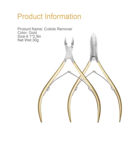 Golden Stainless Steel Cuticle Cutter Single Ended Cuticle Pusher