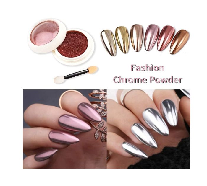 6 Colors Metalic Chrome Nail Powder Set