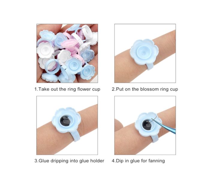 Luscious Glances Flower Shape Glue Rings Pigment Holder
