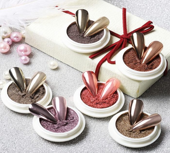 6 Colors Metalic Chrome Nail Powder Set