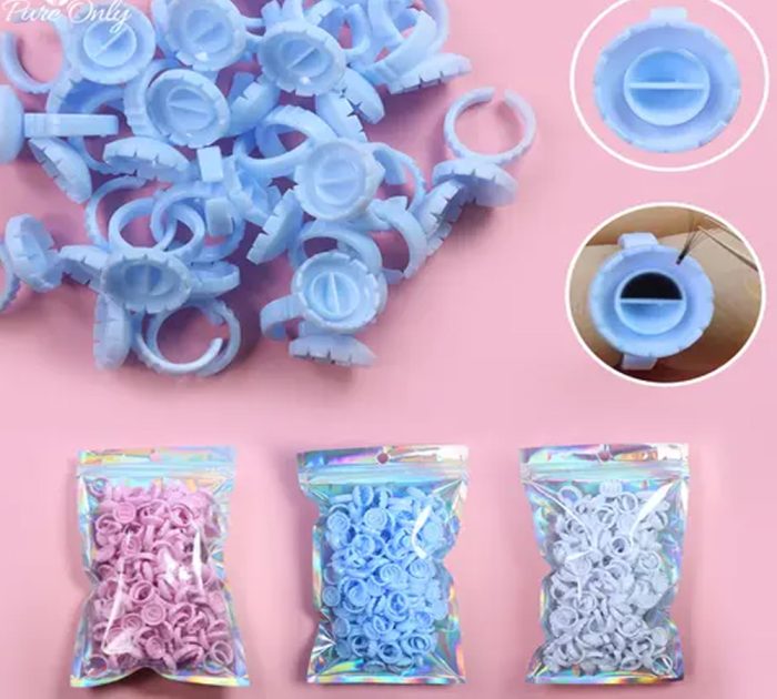 Luscious Glances Flower Shape Glue Rings Pigment Holder