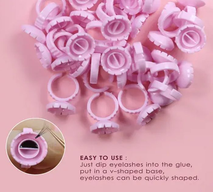 Luscious Glances Flower Shape Glue Rings Pigment Holder