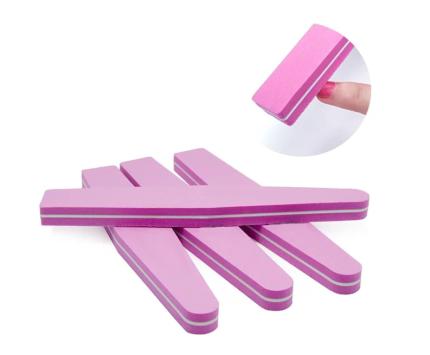 “10 pcs Soft Sponge Double-Sided Nail Buffer Files (100/180 Grit) – Washable Nail Prep Files”
