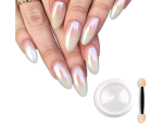 “White Pearl Chrome Nail Powder – Mirror-Pearl Pigment Jar”