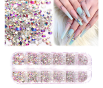 Grid Imitation Glass Crystal Manicure Art