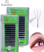 LUSCIOUS GLANCES W Eyelash Extension 3D Volume Premade Matte Black Cluster Easy Fanning D Curl W Eye Lashes BOX