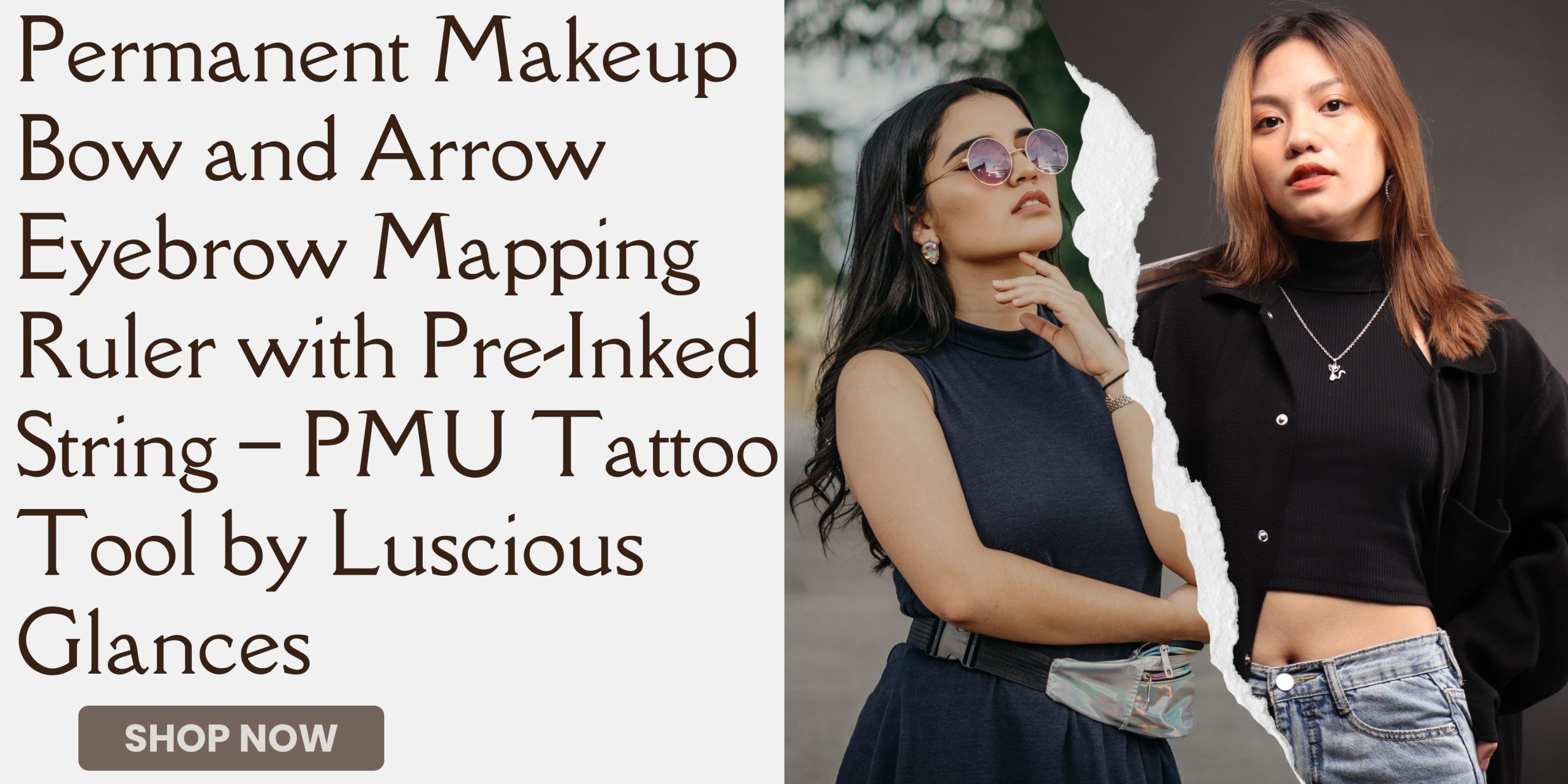 Permanent Makeup Bow and Arrow Eyebrow Mapping Ruler with Pre-Inked String – PMU Tattoo Tool by Luscious Glances