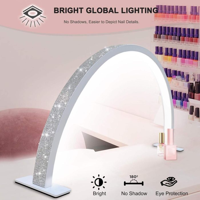 Luscious Glances Big Size Arc LED Table Lamp – Half Moon Ring Light UV Diamond Nail Art Lamp - Image 5