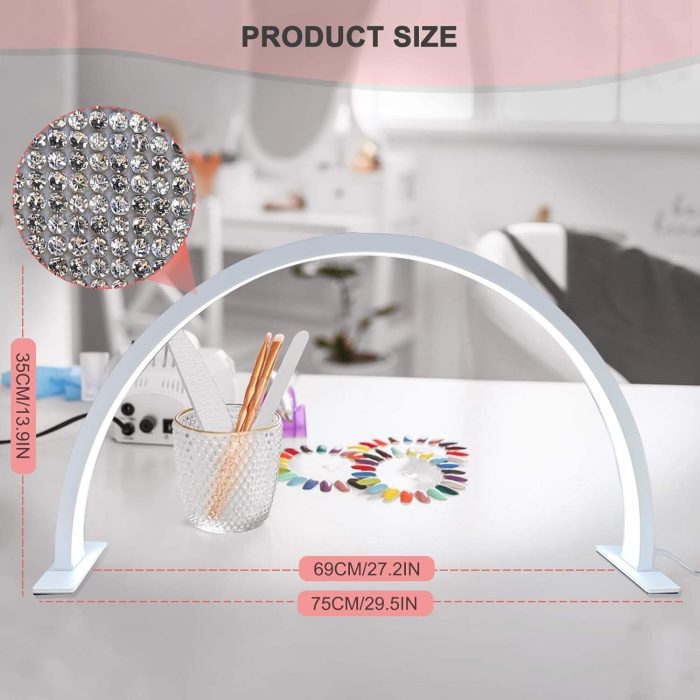Luscious Glances Big Size Arc LED Table Lamp – Half Moon Ring Light UV Diamond Nail Art Lamp - Image 6
