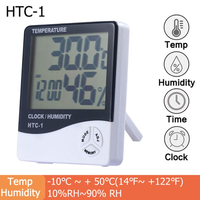 HTC-1 Digital Hygrometer with Clock – Temperature & Humidity Monitor for Eyelash Glue Storage - Image 2