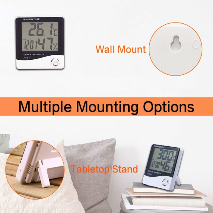 HTC-1 Digital Hygrometer with Clock – Temperature & Humidity Monitor for Eyelash Glue Storage - Image 3