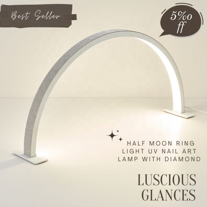 “Big-Size Arc LED Half-Moon Nail Lamp with Diamond Accent – Table Light for UV/LED Gel Curing”