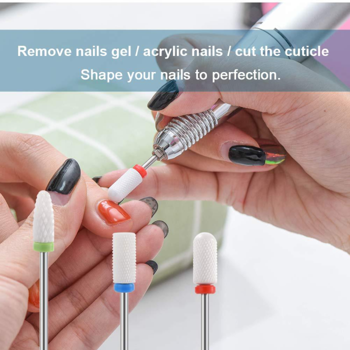 Luscious Glances 7-Piece Steel & Ceramic Nail Drill Bit Set – Multifunctional Grinding Tools - Image 3