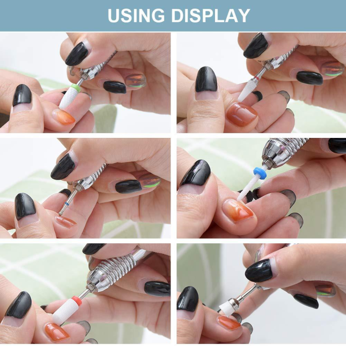 Luscious Glances 7-Piece Steel & Ceramic Nail Drill Bit Set – Multifunctional Grinding Tools - Image 4